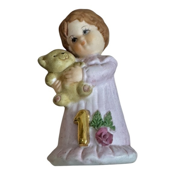 Other - Enesco Growing Up Girls Brunette Age 1 Figurine Collectible Birthday Figure